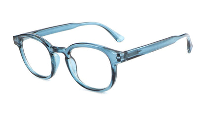 Blue eyeglasses on a white background