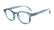 Blue eyeglasses on a white background